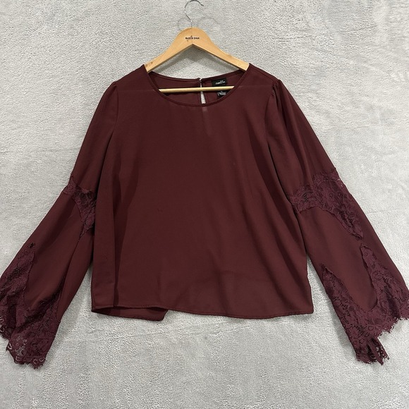 Rue21 Tops - Rue 21 Blouse Top Women XL Burgundy Bell Sleeve Lace Boho Whimsigoth